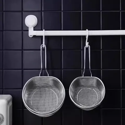 Colador de Cocina de Acero Inoxidable Cesta de Tamiz Fino Con Mango de Madera para Escurrir Filtrar Lavar