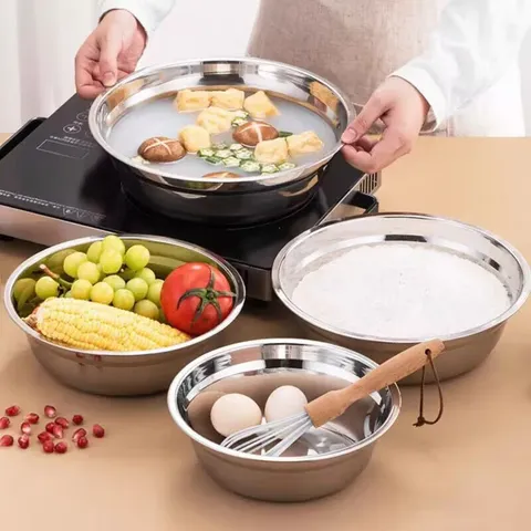 Ανοξείδωτο Παχύ Στρογγυλό Μπολ Σούπας και Κουζίνας Πολυχρηστικό Λεκάνη