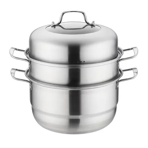 Thickened Stainless Steel Steamer Pot Multi-Layer Soup Steamer Cookware Set with Glass Lid for Home Kitchen Cooking