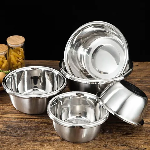 Bol Mezclador de Acero Inoxidable Engrosado Recipiente de Cocina Multifuncional Para Ensalada y Amasar Masa