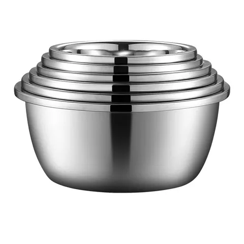 Bol Mezclador de Acero Inoxidable Engrosado Recipiente de Cocina Multifuncional Para Ensalada y Amasar Masa
