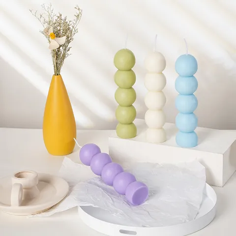 Candela in Cera di Soia per Aromaterapia Geometrica 5 Sfere Collegate Forma di Zucca Candela Profumata Decorazione Casa