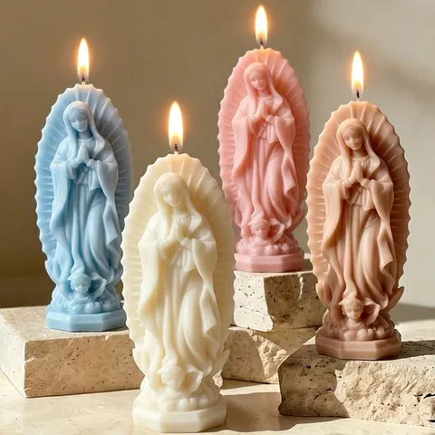 Vela Aromática Perfumada Estatua de Niña Orando Cera de Soja Decoración del Hogar Escultura de Arte Regalo Estético de Escritorio