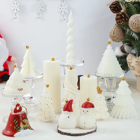 Christmas Tree Scented Candle Geometric Soy Wax Holiday Party Home Decor Aromatherapy Gift