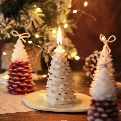 Vela Aromática de Árbol de Navidad Cera de Soja Hecha A Mano Vela Aromaterapia Festiva Con Caja de Regalo Decoración Hogar Fiesta