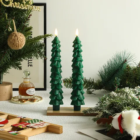 LED Arbre de Noël Lumière de Bougie Électronique Cire de Paraffine Lampe de Décoration d'Ambiance Festive pour Fête de Maison