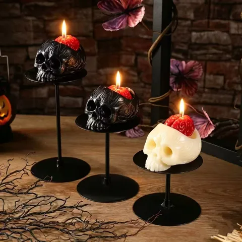 Gothic Skull Scented Candle Handmade Soy Blend Wax Halloween Spooky Ghost Festival Home Decor Party Tabletop Ornaments