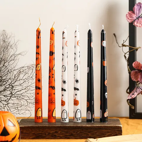 Halloween Scented Long Stick Candles Pumpkin Ghost Printed Decorative Wax Candles For Party Home Holiday Decor