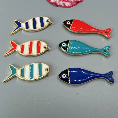 Doppelseitiger Emaille Goldfisch Anhänger Für Damen DIY Schmuckherstellung Zubehör 18K Vergoldet Kupfer Böser Blick Fisch Anhänger Ohne Kette