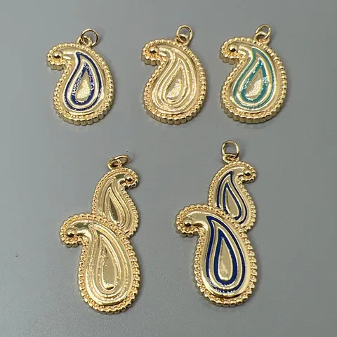 Kupfer Emaille Paisley Tränenanhänger Vintage Wassertropfen Anhänger Für DIY Halskette Ohrring Schmuckherstellung Zubehör