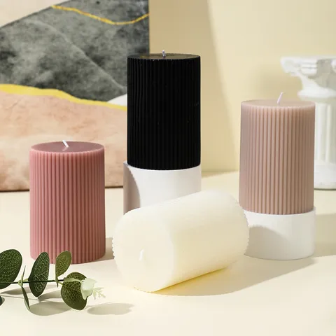 Nordic Minimalist Cylindrical Scented Soy Wax Candle Gear Texture Aromatherapy Candle For Home Decor Bedroom And Living Room