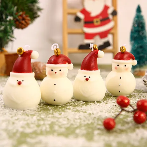 Handgefertigt Sojawachs Duftkerze Weihnachten Weihnachtsmann Schneemann Figur mit Glocke Festlich Heim Tischdekor Geschenk