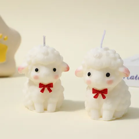 Vela de Aromaterapia de Oveja Linda Mezcla de Cera de Soja Pintada a Mano Vela Aromática de Animal para Decoración del Hogar