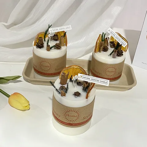 Creative Aromatherapy Scented Candle Natural Soybean Wax With Botanical Dried Fruit Decoration Home Bedroom Living Room Decor