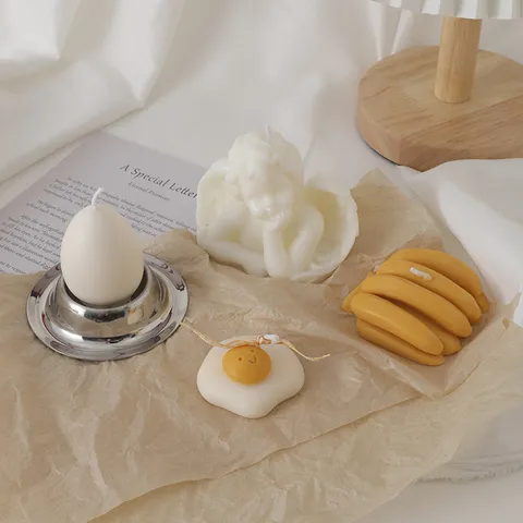 Creative Soy Wax Scented Candle Novelty Fried Egg Banana Egg Small Angel Shape Handmade Aromatherapy Candle Home Decor
