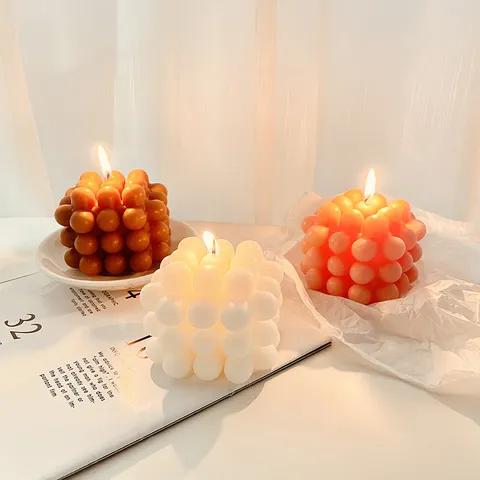 Creative Cube Scented Candle Room Decor Photography Prop Handmade Soy Wax Bubble Cube Aromatherapy Candle Home Gift