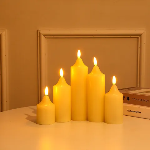 Bougie Électronique LED Sans Flamme Bougie Cylindrique en Paraffine de Simulation pour Anniversaire Mariage Décoration