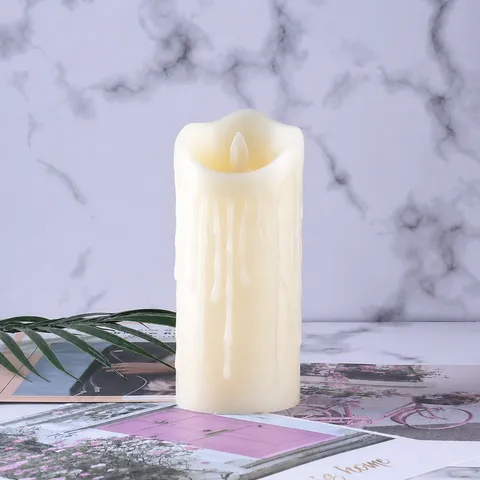 LED Electronic Swing Candle Romantic Wedding Valentine Day Party Decoration Paraffin Wax Flameless Remote Control Pillar Candle
