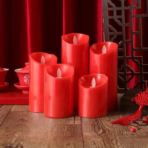 LED Electronic Candle Light Flameless Red Pillar Candles For Wedding Party Home Decor