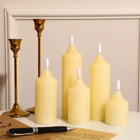 Bougie Électronique LED Sans Flamme Bougie Cylindrique en Paraffine de Simulation pour Anniversaire Mariage Décoration