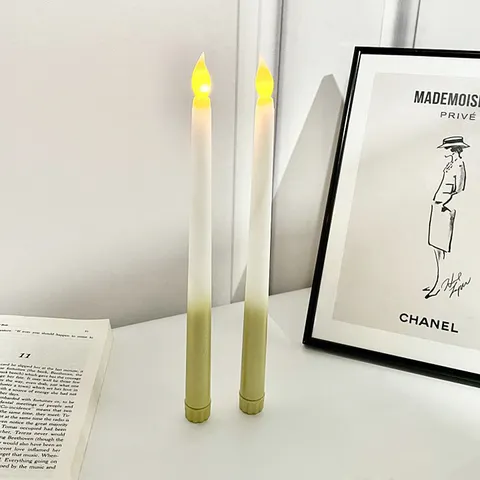 LED Long Stem Taper Candles Battery Operated Electronic Simulation Decorative Candles For Church Home Party Decor