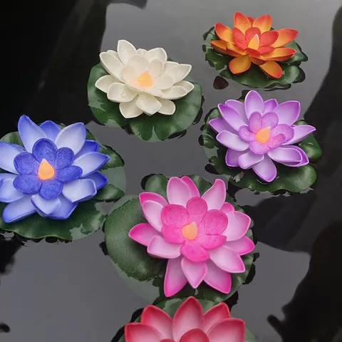 LED Electronic Waterproof Floating Lotus Candle Lamp Artificial Flower Light For Water Pool Decor Wishing Party Lighting