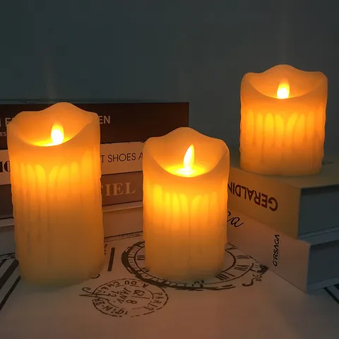 Τηλεχειριστήριο LED Φως Κεριού Στήλης με Τρεμοπαιζόμενη Φλόγα Παραφίνη Κερί Προσομοίωσης για Γάμο Πάρτι Διακόσμηση Σπιτιού