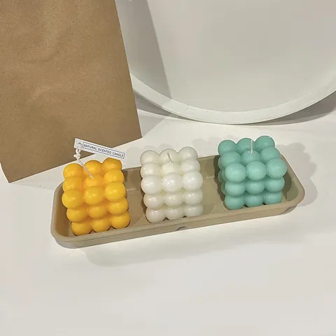 Creative Geometric Rubik's Cube Bubble Scented Candle Aesthetic Soy Wax Aromatherapy Candle Home Decor Gift