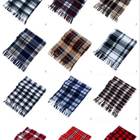 Classic Plaid Scarf Women Winter Warm Double Sided Fleece Tassel Scarves British Style Fashion Neck Warmer Shawl