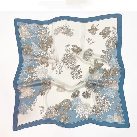 Damen Mode Vintage Blumenmuster Quadratischer Schal Eleganter Satin Halstuch Seidengefühl Haarbandana Für Den Täglichen Pendelverkehr