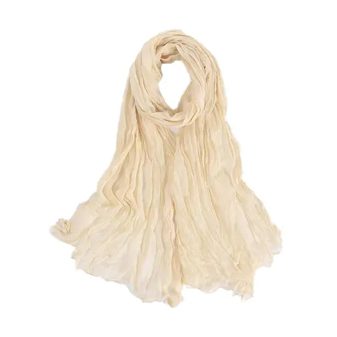 Damen Casual Leichter Voile Plissierter Einfarbiger Schal Langer Shawl Halstuch