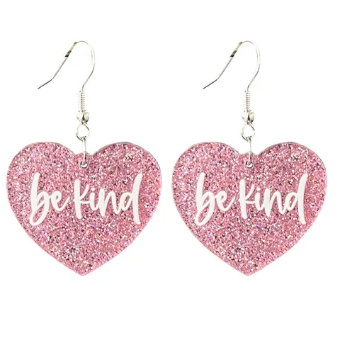 Boucles d'Oreilles en Acrylique Imprimé Nœud Cœur XOXO Saint-Valentin pour Femmes Tige en Cuivre Boucles d'Oreilles Pendants Pailletés Bijoux