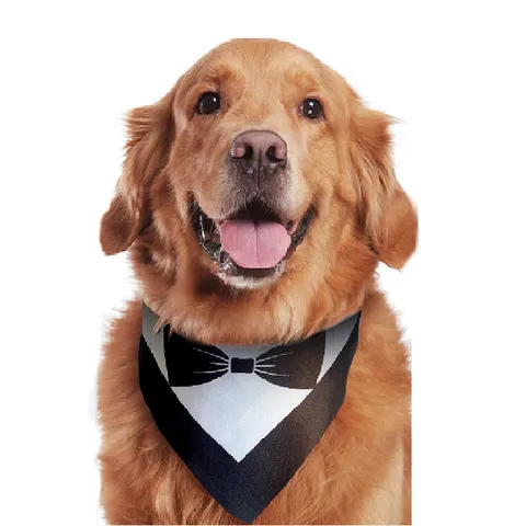 Pet Wedding Scarf Satin Dog Cat Saliva Towel Printed Tuxedo Bow Tie Triangle Bandana For Party Event Pet Accessories