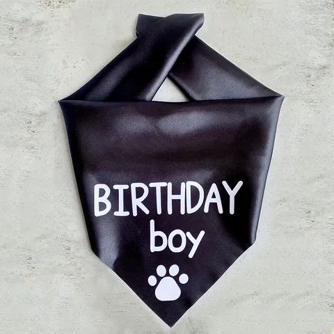 Satin Pet Birthday Bandana Scarf Adjustable Triangle Bib For Dogs Cats Birthday Boy Girl Pattern Printed Party Supplies Accessories
