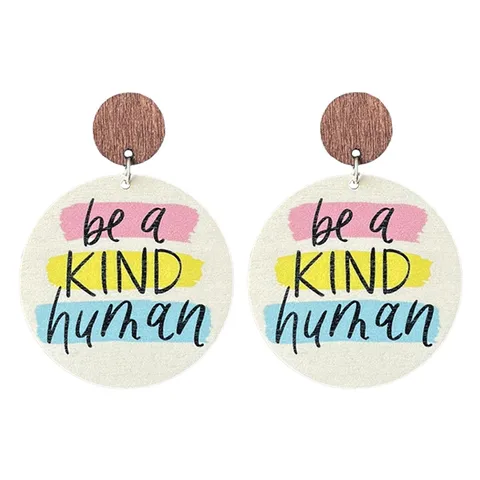 Teacher Appreciation Week Wooden Drop Earrings School Theme Minimalist Geometric Apple Word Print Earrings For Graduation Teacher Day Women Jewelry Gift