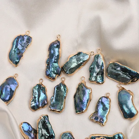 Irregular Baroque Natural Freshwater Pearl Pendant Gold Edged DIY Accessory Multicolor Electroplated Copper Pearl Charm For Earring Necklace Making