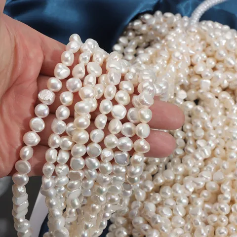 Natural Freshwater Pearl Beads Baroque Irregular Side Drilled Loose Beads For DIY Jewelry Making Necklaces White