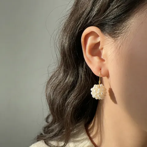Baroque Flower Ball Natural Freshwater Pearl Earrings Retro Gold Plated 925 Sterling Silver Post Drop Earrings For Women Jewelry
