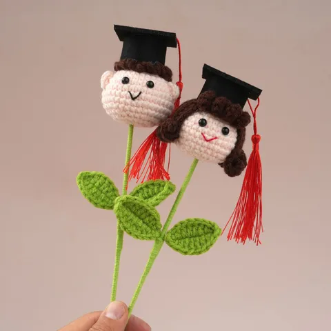 Handmade Knitted Graduation Doll Doctor Hat Plush Toy Cartoon Figurine Graduation Season Gift Home Decor