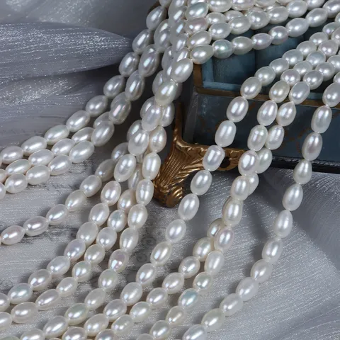 Natural Freshwater Pearl Beads For DIY Jewelry Making Rice Drop Shape Loose Beads High Luster Handcrafted Jewelry Material Long String