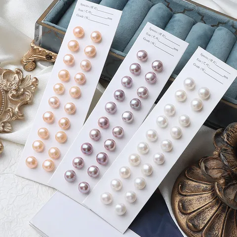 Minimalistischer Natürlicher Süßwasserperle Ohrstecker Mit 925 Sterlingsilber Ohrstecker-Stift Eleganter Knopf Perle Schmuck Für Damen