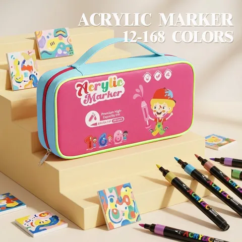 Acrylic Marker Set Brush Tip Art Markers Watercolor Pens For Drawing Painting Student Art Supplies Bag