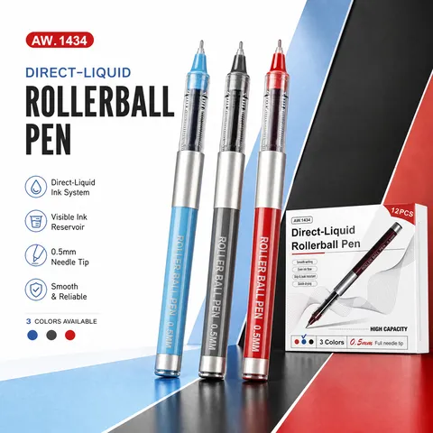 Bolígrafo de Gel de Secado Rápido Líquido Directo Punta de Aguja Fina Escritura Suave Bolígrafos Rollerball para Oficina