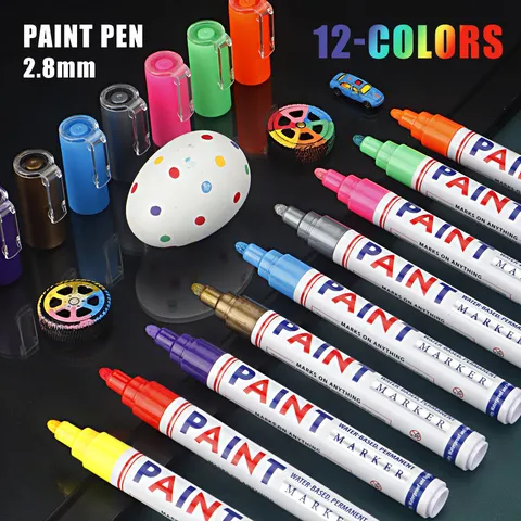 Colorful Paint Pen Quick Drying Waterproof Oil Based Marker Metal Tire Car Repair Permanent Writing Pen