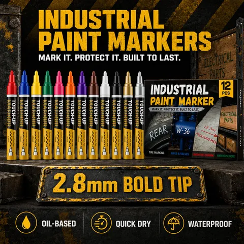 Waterproof Permanent Oil Based Paint Marker Pen For Metal Tire Glass Ceramic Stone Wood Plastic Quick Drying Industrial Pen