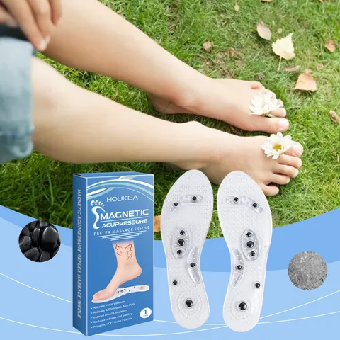 HOUKEA Magnetische Akupressur Einlegesohlen Transparente PVC Fußgewölbeunterstützung Massage Sohlen Für Fußschmerzlinderung