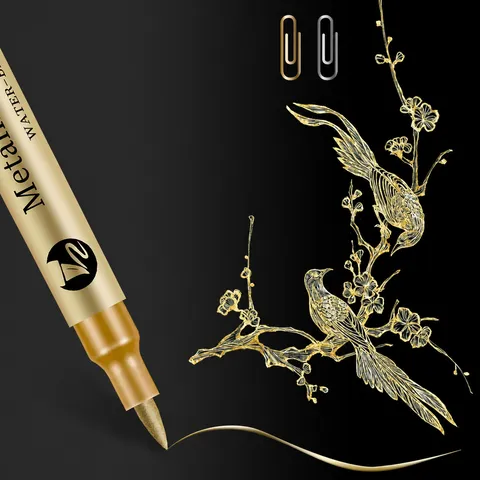 Metallic Brush Pens And Refillable Inks Gold And Silver Waterproof Marker Set For Art Painting Writing