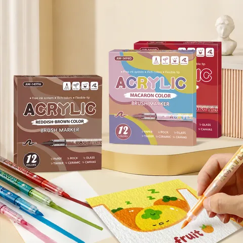 Direktflüssige Acryl-Marker-Pens mit weicher Pinselspitze wasserfester Graffiti-Stift für Schule Kunst Malen Zeichnen