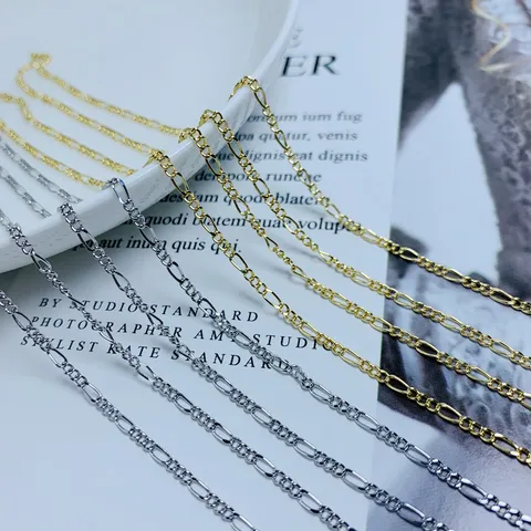 18K Vergulde Koperen Figaro Ketting DIY Sieraden Maken Benodigdheden Voor Halsketting Armband Trui Ketting Schakels
