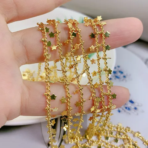 Minimalist Gold Plated Copper Gypsophila Chain Necklace For Women Star Bead Clavicle Chain Only Fashion Jewelry Gift